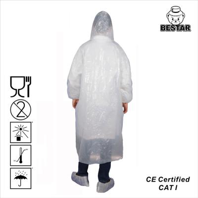 China LDPE White Polypropylene Disposable Lab Coat Poncho With Hood for sale