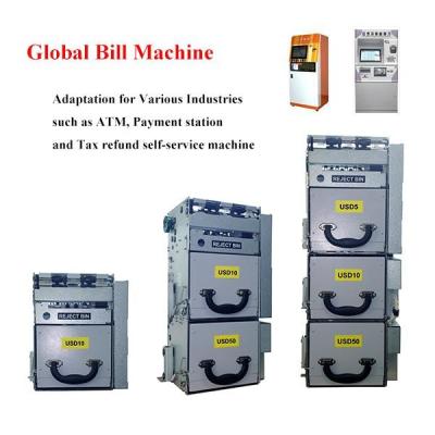 China Cash Bill Bill Dispenser Machine World Wide Denomination Dispensing Front Back for sale