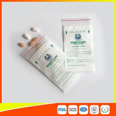 China LDPE Clear Medical Ziplock Pill Bags For Hospital / Drugstore Disposable for sale