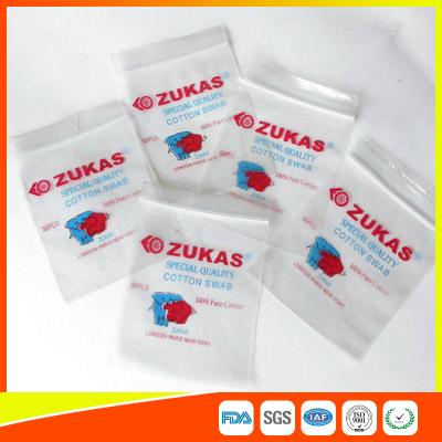 China LDPE Clear Plastic Bags With Zipper Reclosable For Medical Cotton Swab Storage for sale