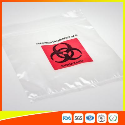 China El Biohazard claro plástico empaqueta los bolsos del canguro para el uso médico del laboratorio con el cierre en la parte superior en venta