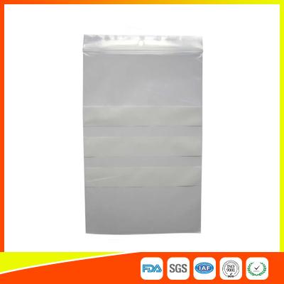 China Reclosable Clear Industrial Ziplock Bags For Earrings Jewelry With Write On Panel for sale