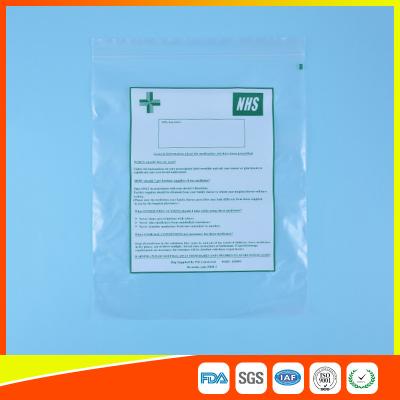 China Hospital Zip Up Plastic Sealable Bags / Small Resealable Plastic Bags Transparent for sale