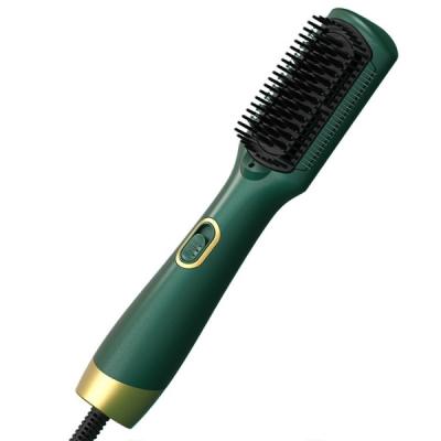 China Negative Ions Electric Straightening Brush Ceramic Straightener Hot Air Curly Hair Brush for sale