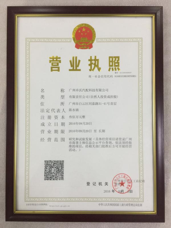 Business license - Guangzhou Jovoll Auto Parts Technology Co., Ltd.