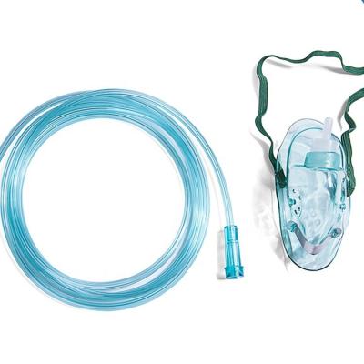 China Máscara de oxigenoterapia hiperbárica, máscara médica de suministro de oxígeno de PVC con tubos en venta