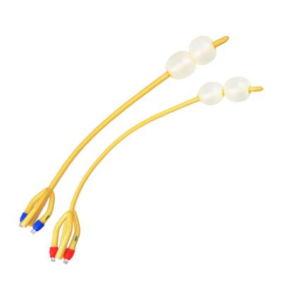 China 4 Way Double Balloon Foley Catheter Disposable Silicone Coated 40cm Length for sale