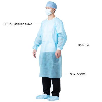 China PP PE Disposable EN13795 Medical Isolation Gown , Level 2 Disposable Gowns for sale