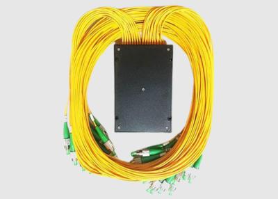 China PLC Fiber Optic Cable Splitter 1:64 ABS Box SM 2mm 1m FC APC Connectors for sale