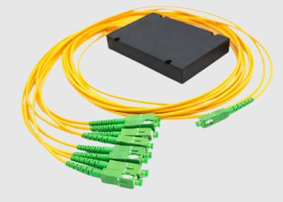 China Datacentre ABS Box Corning Fiber SC APC Fiber Optic Cable Splitter 1 In 8 Out for sale
