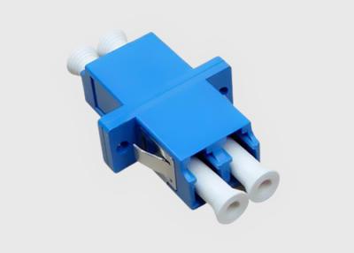 China Blue Color Single Mode Duplex LC To LC Fiber Optic Cable Adapter With Flanges for sale