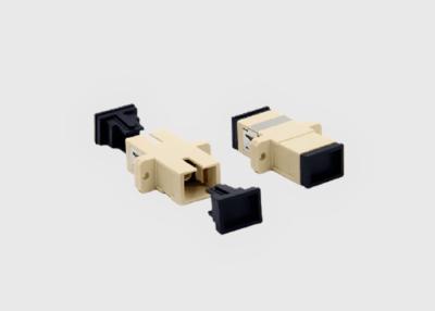 China Single Mode Simplex Color Beige SC UPC Fiber Optic Cable Adapter With Flanges for sale