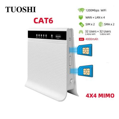 China AC1200 1200Mbps Mesh WiFi Dual Band Unlocked 4G LTE Modem Router 2 SIM Card Slot for sale