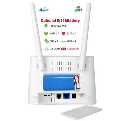 China RJ11 Voice Volte Dual Sim Wireless CPE Unlocked LTE Wifi Router 4G With Battery for sale