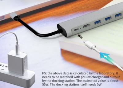 China 5Gbps Data Ports USB C Hub 6 In 1 With 4K HDMI 60W Power Delivery for sale