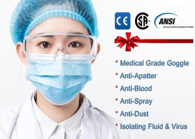 Κίνα Ελαστικό Headband που απομονώνει τον προσωπικό προστατευτικό εξοπλισμό PPE προστατευτικών διόπτρων ασφάλειας ιών προς πώληση