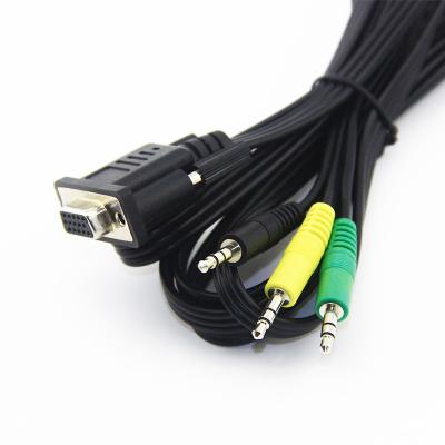 China RS232 Serial DB15 D Sub 15 Cable 3*3.5MM VGA Male To Male Cable for sale