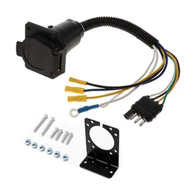 China 4 Wire Flat RV Trailer Wiring Harness Converter Light Plug With Mounting Brac for sale