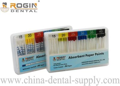 China Colour Coded 2% 4% 6% ISO Size Absorbent Paper Points Endodontic Material F1 F2 F3 for sale
