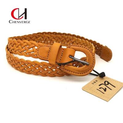 China Cowhide Brown Braided Leather Belt Width 24mm Multipurpose Durable for sale