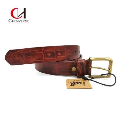 China Cowhide Crocodile Embossed Leather Belt Multicolor Wear Resistant for sale
