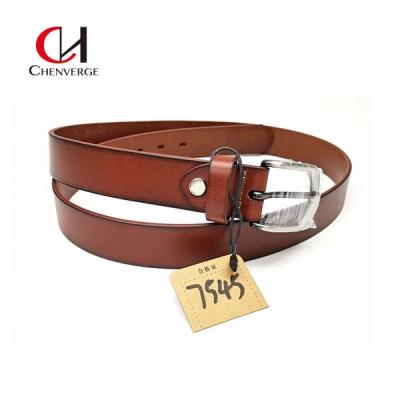 China Men's Cowhide Genuine Leather Belt Width 34mm Brown Black Color for sale