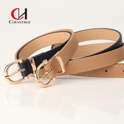 China Gold Color Genuine Leather Belt Zinc Alloy Buckle Women'S Holiday Dress Casual Belt for sale