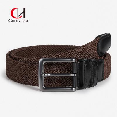 China Woven High End Head Layer Cowhide Elastic Belt Leisure Sports Canvas Belt For Men for sale