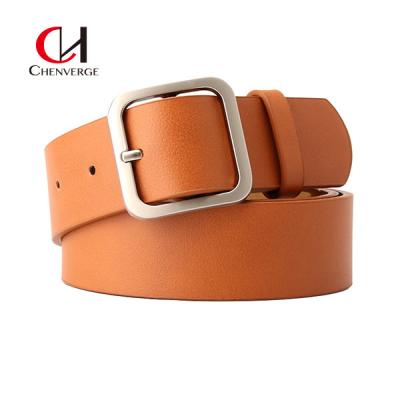 China No Rust Ladies Leather Belt Retro Simple Square Buckle PU Leather Female for sale