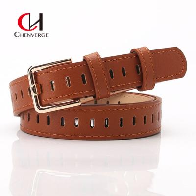 China ODM Ladies Leather Belt Casual Hollowed Out Decoration Fake Needle Buckle Belt Jeans for sale