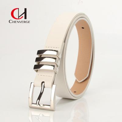 China Custom Ladies Leather Belt Classic Square Sliver Pin Buckle Denim Belt for sale
