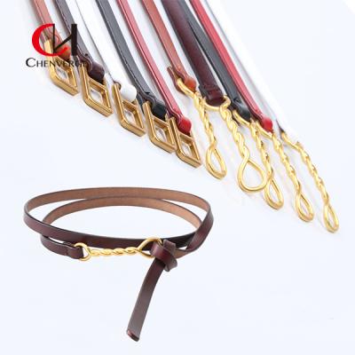 China OEM Women's Cowhide Belt Without Holes Retro Simple Thin Waist Belt for sale