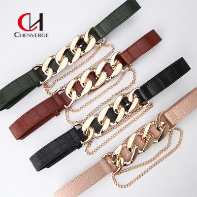 China Fashion Ladies Leather Belt Europe And America Hipster Punk Exaggerated Chain for sale