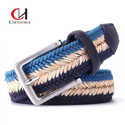 China Braided Woven Elastic Belt Wax Rope Straw Men'S And Women'S Leisure Canvas Belt for sale
