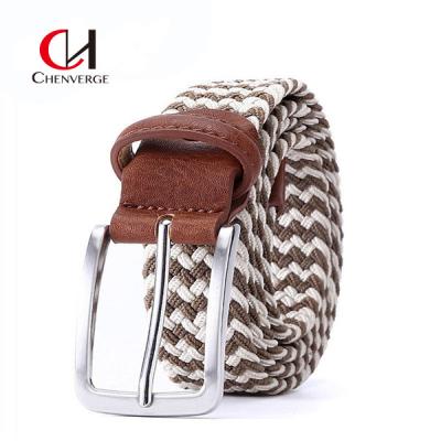 China 120CM Length Braided Elastic Belt Holeless Pin Buckle Smooth Surface for sale
