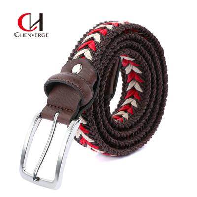 China Wax Rope Braided Men'S Belt Perforation Free Breathable Casual Denim Belt for sale
