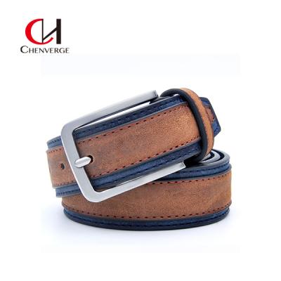 China OEM Men's Leather Belts Two Colors Splicing Casual Fashion Lengthened Pure Cowhide en venta