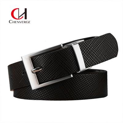 China Business Smooth Genuine Leather Belt With Metal Buckle Reversible for sale