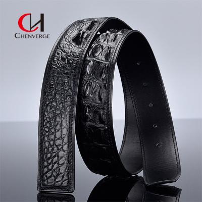 China 100cm Length Men's Leather Belt Without Lead Authentic Splicing Alligator Bone for sale