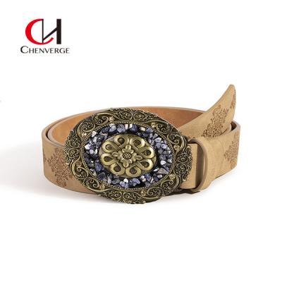 China All Seasons Fashionable Vintage Leather Belt Tight Western Style Buckle 105cm Size for sale