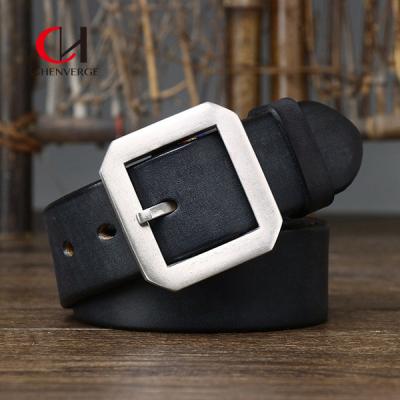 China 120cm Length Genuine Leather Belt With Smooth Strap Solid Pattern for sale