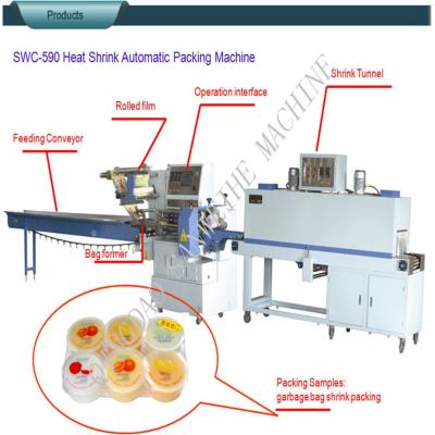 China Liquid-Soap Bottles Automatic Shrink Wrap Machine POF Film Shampoo Packing Machine for sale