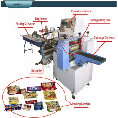 China Swf 590 Baked Food  Flow Wrap Packing Machine Horizontal Packing Wrapping Machine for sale