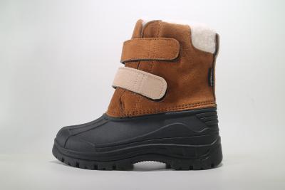 中国 Leather Unisex Flat Heel Toddler Snow Boots Outdoor Junior Winter Boots 販売のため