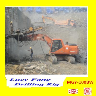 China China Hot Multifunction MGY-100BW Excavator Mounted soil and rock anchor DTH drilling rig for sale
