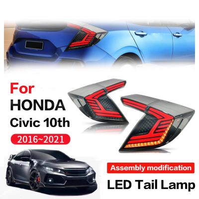 China Car Tail Light2016-2021For Honda 10 Generation Civic 2 Compartment LED Tail Lamp Assembly Rotary Streaming Steering for sale