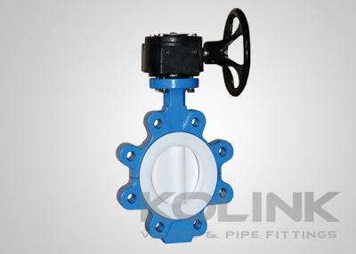 China 2pc PTFE Seated Butterfly Valve Concentric, Wafer Lugged Flanged Ductile Iron for sale