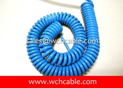 China UL20318 Blue TPU Sheathed UL Approval Spiral Curly Cord 60C 300V for sale