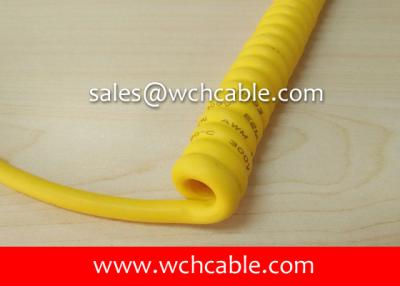 China UL21687 Strain Relief Molded Curly Cable PUR Sheath Rated 80C 30V for sale
