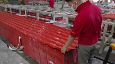 China Brick Red ASA Synthetic Resin Roof Tile , Load Resistant Plastic Spanish Roof Tiles for sale